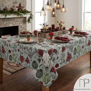 Mantel de Navidad occidental rojo y verde con cuer