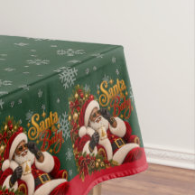 Mantel de Navidad para mesa con Santa bebé afroame