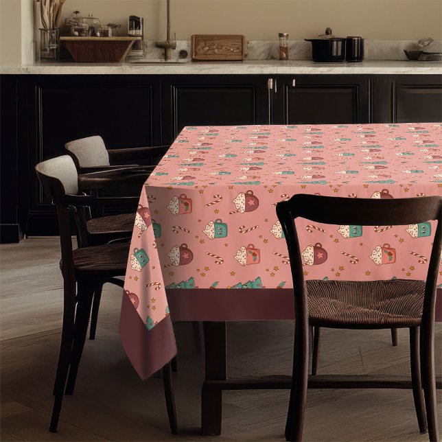 Mantel de Navidad Retro Funky Pastel (Retro Holiday Tablecloth Funky Pastel Christmas)