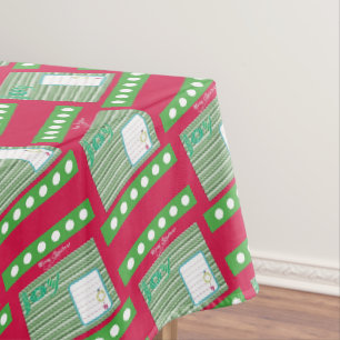 Mantel de Navidad, Rojo Verde Franja de Alegría