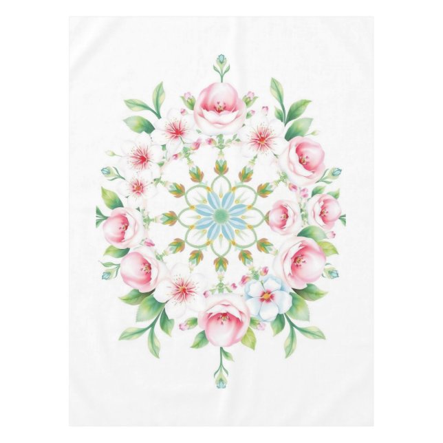 Mantel de Pascua Floral Medallón Pastel (Anverso)