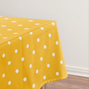 Mantel de puntos blancos de mostaza amarillo patró