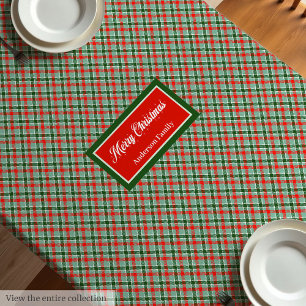 Mantel de Tartán Rojo Verde Chic con Nombre Person