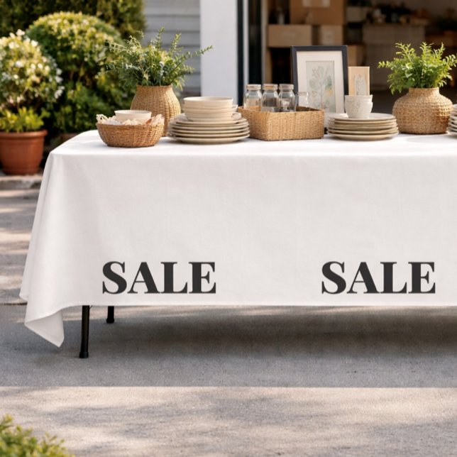 Mantel de Ventas de Mesa de Liquidación de Garage  (Create a polished, eye-catching setup for your garage sale with this modern “SALE” tablecloth design)