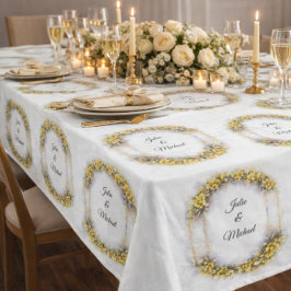 Mantel Decoración de boda con corona amarilla floral para