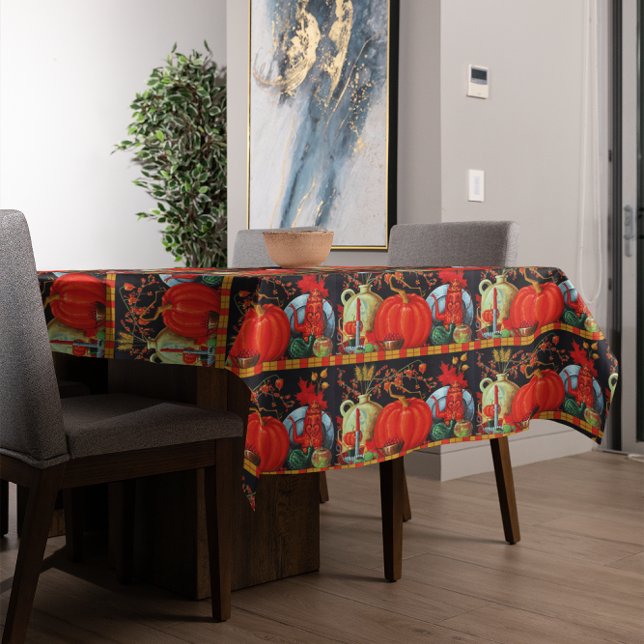 Mantel Decoración de calabaza de pintura antigua de otoño (Autumn Festive Antique Painting Pumpkin Decoration Tablecloth)