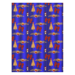 Mantel Decoraciones navideñas de oro sobre azul