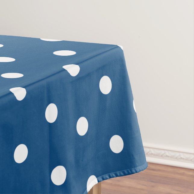 Mantel Deep Azure Blue White Polka Dots (In Situ)