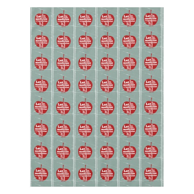 Mantel Dejar que la comida sea medicación, cita de Hipocr (Anverso)