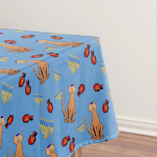 Mantel del azul de Dreidel del gato de Jánuca (In Situ)