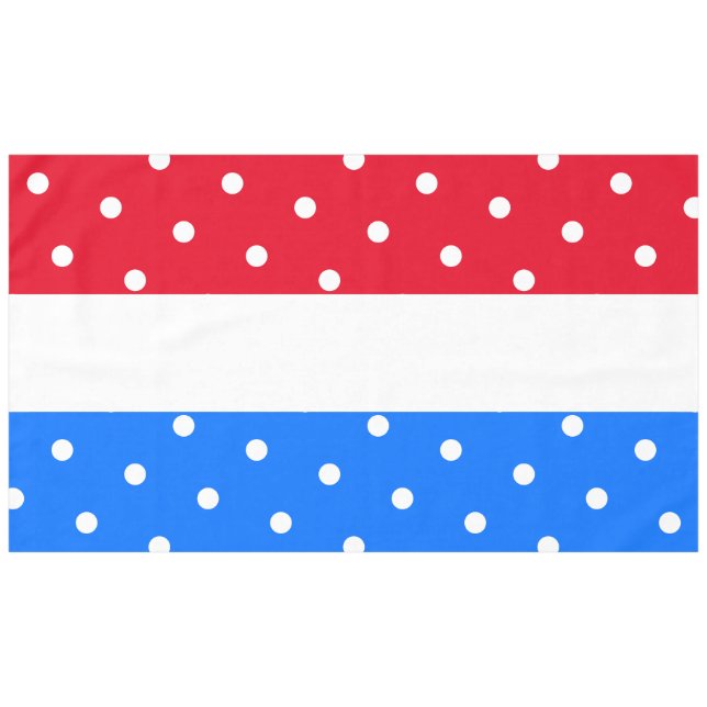 Mantel Deportivo Brillante Rojo Azul Blanco Bandas Polka  (Frente (Horizontal))