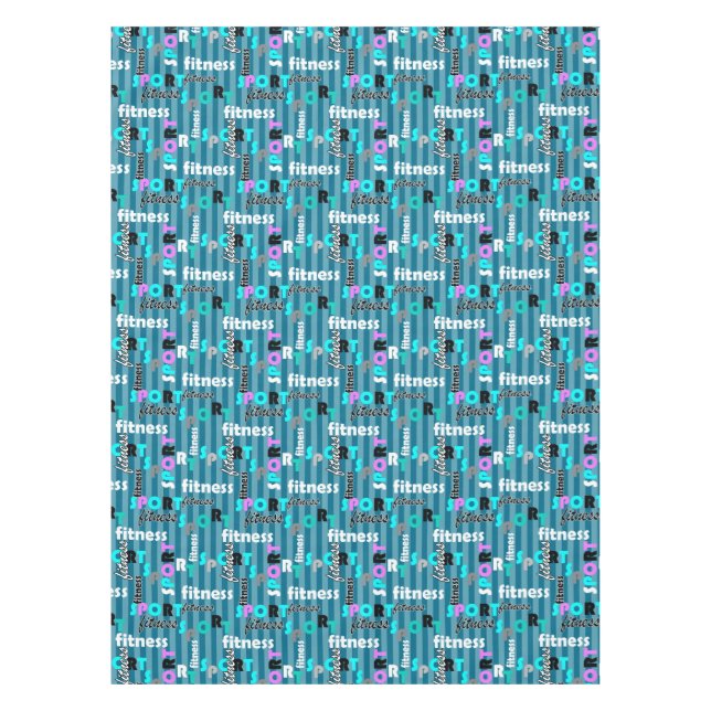 Mantel deportivo fitness patrón de texto brillante para r (Anverso)
