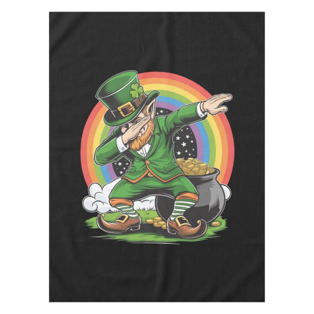 Mantel Día de San Patricio Leprechaun Dab Bailando Dab (Anverso)