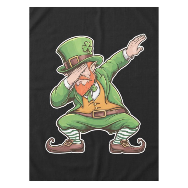 Mantel Día de San Patricio Leprechaun Verde Dab Dabbing  (Anverso)