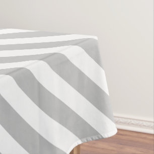 Mantel Diagonal Gris Claro y Blanco Rayado