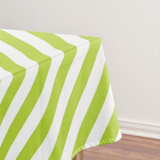 Mantel Diagonal lime green and white stripes pattern (In Situ)