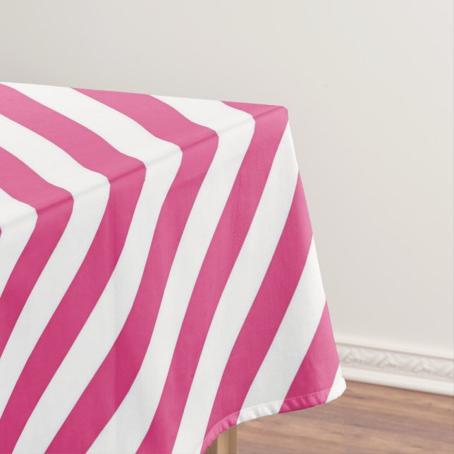 Mantel Diagonal pink and white stripes pattern (In Situ)