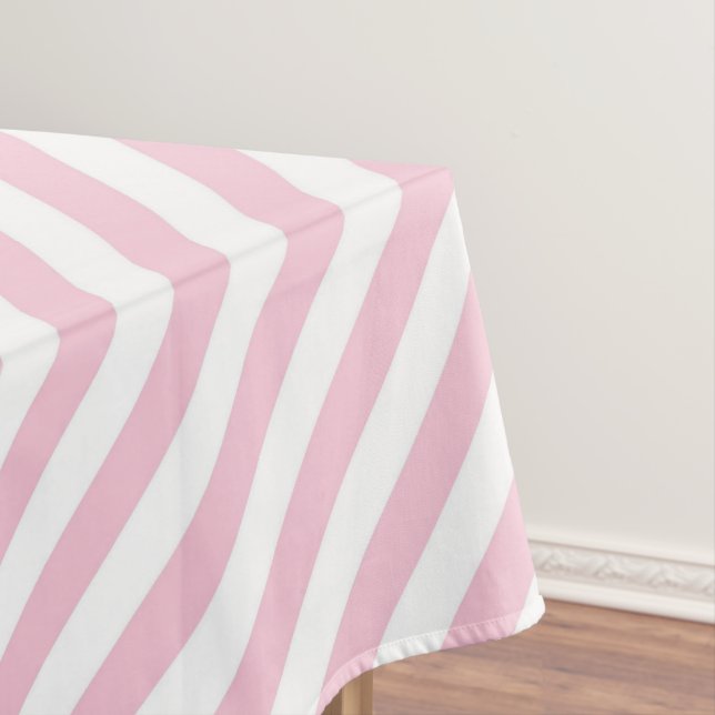 Mantel Diagonal white and pink stripes pattern (In Situ)
