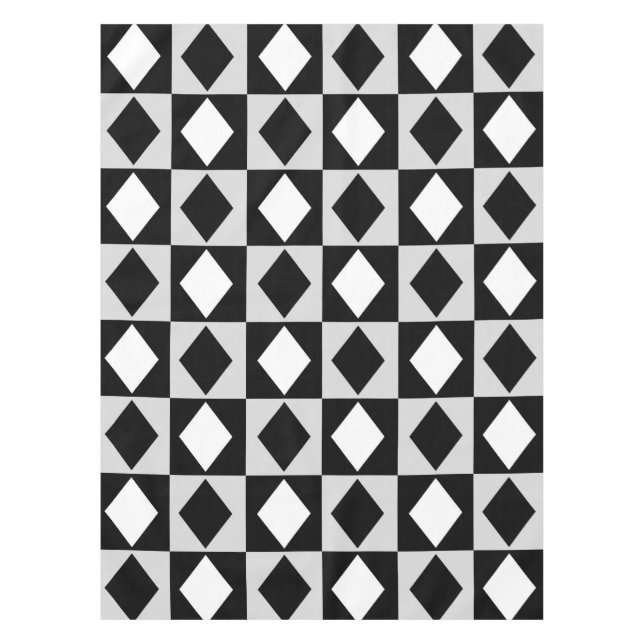 Mantel Diamante de Rhombus blanco negro (Anverso)