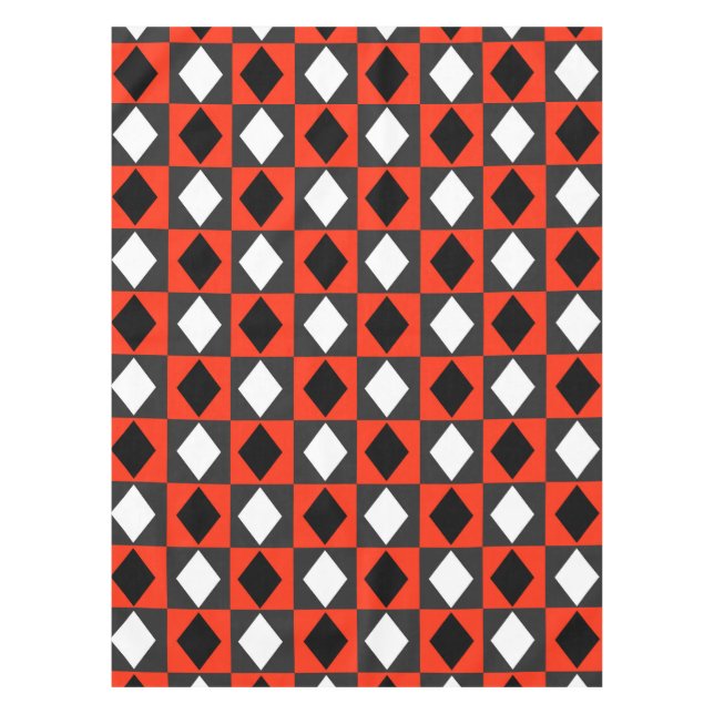 Mantel Diamante de rhombus blanco rojo (Anverso)