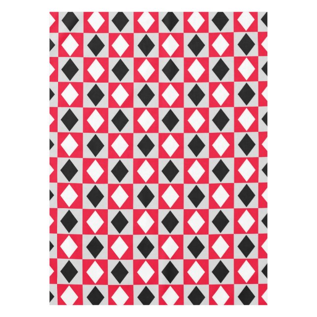 Mantel Diamante de rhombus blanco rojo (Anverso)