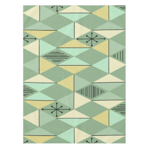 Mantel Diamantes de arte atómico mimbre amarillo verde