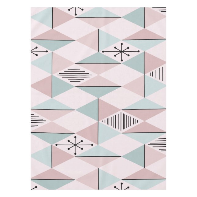 Mantel Diamantes de arte atómico Pastel Verde Rosa (Anverso)