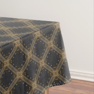 Mantel Diamantes grises oscuros con rejilla de oro y patr