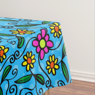 Mantel Dibujo de margarita boho azul lindo