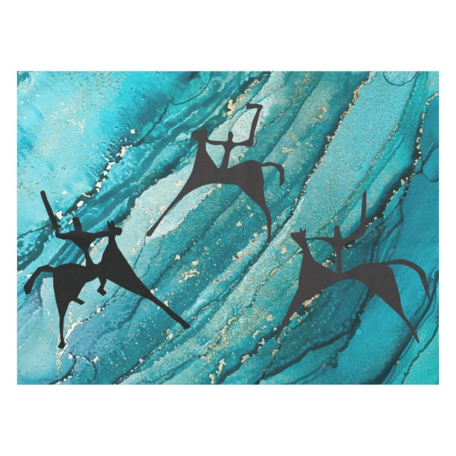 Mantel Dibujo prehistórico de la cueva de tres jinetes (Frente (Horizontal))