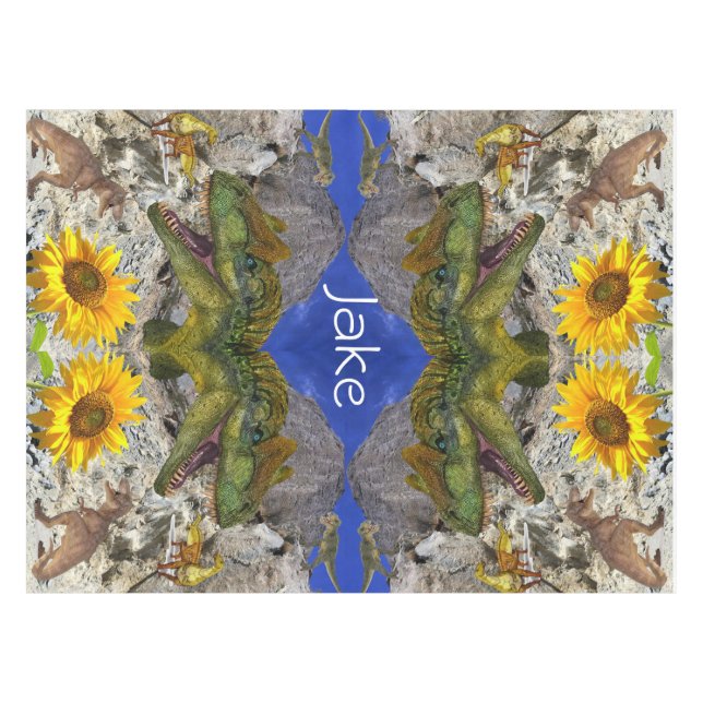 Mantel Dinosaurio floral de girasolTablecloth (Frente (Horizontal))