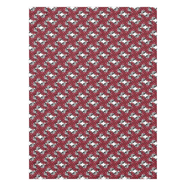 Mantel Diseño Art Nouveau Floral rojo y rosa negro (Anverso)