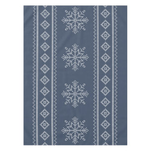 Mantel Diseño artesanal de navidades de copo de nieve azu