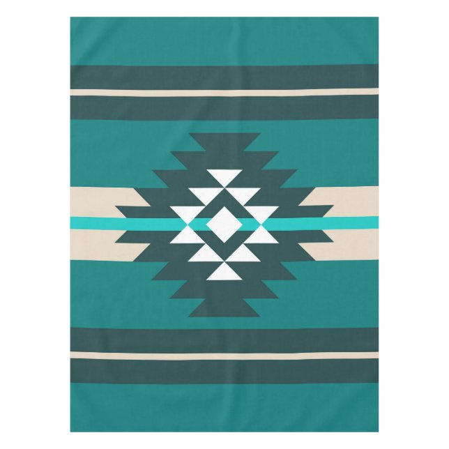 Mantel Diseño azteca de color turquesa (Anverso)