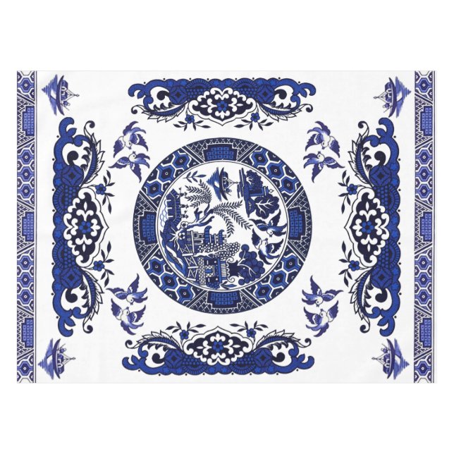 Mantel Diseño azul clásico de China del sauce (Frente (Horizontal))