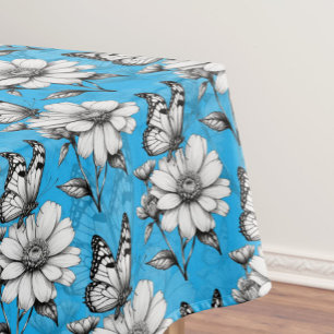 Mantel Diseño azul del patrón de flor de mariposa