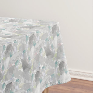 Mantel Diseño botánico elegante. Gris, plata, turquesa