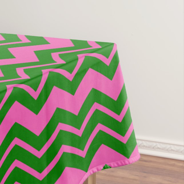 Mantel Diseño de Chevron Zigzag Verde Rosa (In Situ)