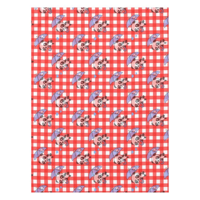 Mantel Diseño de Cuadro de Gingham Rojo Lindo (Anverso)