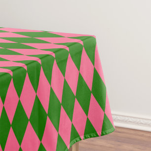 Mantel Diseño de cuadros de arlequín rosa y verde