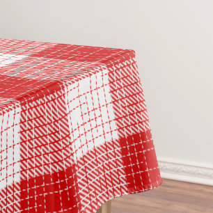 Mantel Diseño de cuadros escoceses atrevidos en rojo y bl