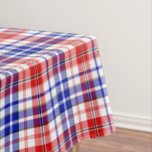 Mantel Diseño de cuadros escoceses blanco rojo azul