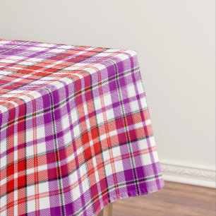 Mantel Diseño de Cuadros Escoceses Blanco Rojo Purpura
