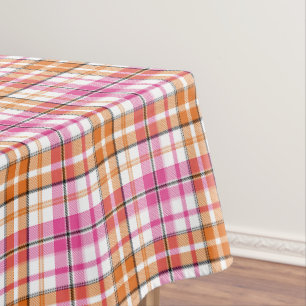 Mantel Diseño de cuadros escoceses blanco rosa naranja