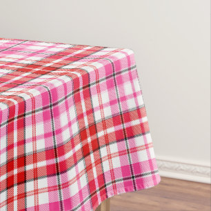 Mantel Diseño de cuadros escoceses blancos rojos y rosado