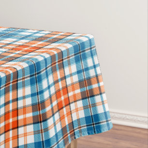 Mantel Diseño de cuadros escoceses naranja azul blanco