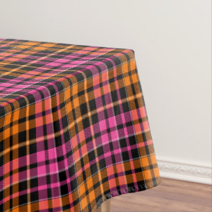Mantel Diseño de cuadros escoceses naranja rosa negro