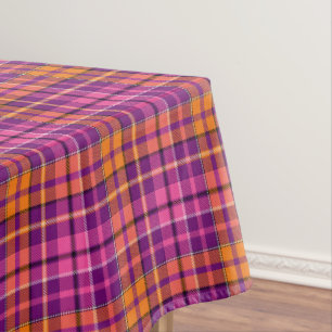 Mantel Diseño de cuadros escoceses naranja rosa púrpura