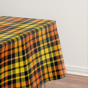 Mantel Diseño de cuadros escoceses negro amarillo naranja
