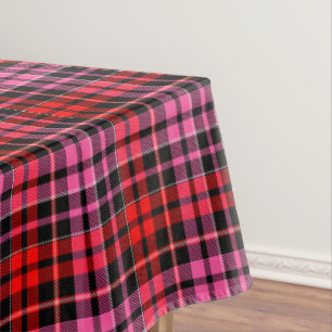 Mantel Diseño de cuadros escoceses rojo negro y rosa